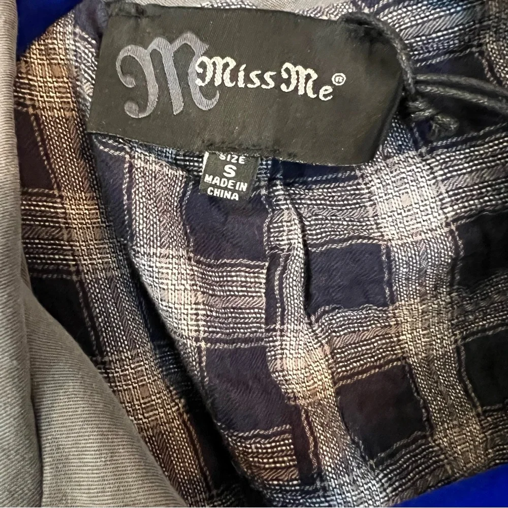 NWT Miss Me Olive Green Full Zip & Snap Stud Rhinestone Utility Jacket